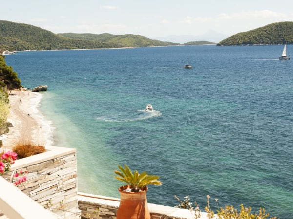 Ravishing views over the beach and sea below.